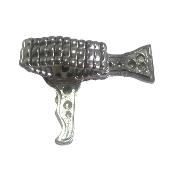 Chunky Silver Tone Rhinestone Hair Dryer Stylist Stretch Ring - Picture 3 of 3